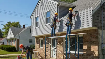 Siding contractor in Cleveland, OH installing durable exterior siding on a home