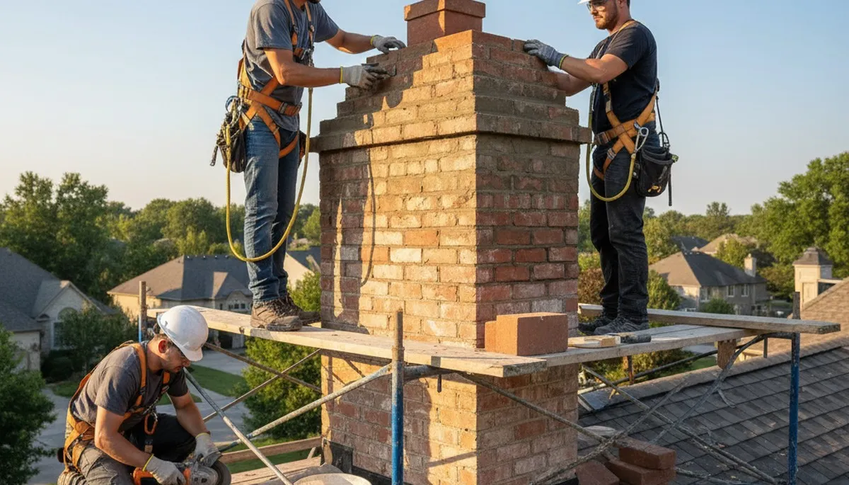 Cleveland, OH chimney repair by FX Remodeling & Exteriors fixing mortar, cracks, and storm damage